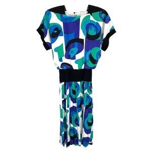 Adrianna Papell petites vintage 70’s women’s Geo print dress